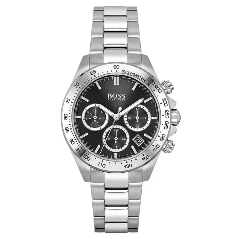 Hugo Boss Novia 1502614 Women's Chronograph Watch – 38mm Black Sunray Dial Silver Bracelet