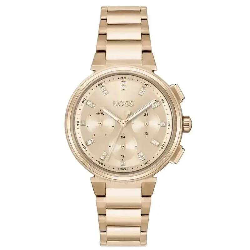 Hugo Boss One 1502678 Women's Multifunction Watch – 38mm Rose Gold Dial, IP Rose Gold Case and Bracelet