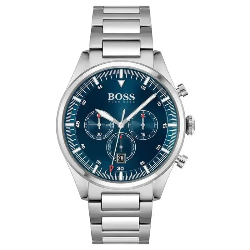 Hugo Boss Pioneer 1513867 Men's Chronograph Watch - 44mm Blue Dial Stainless Steel