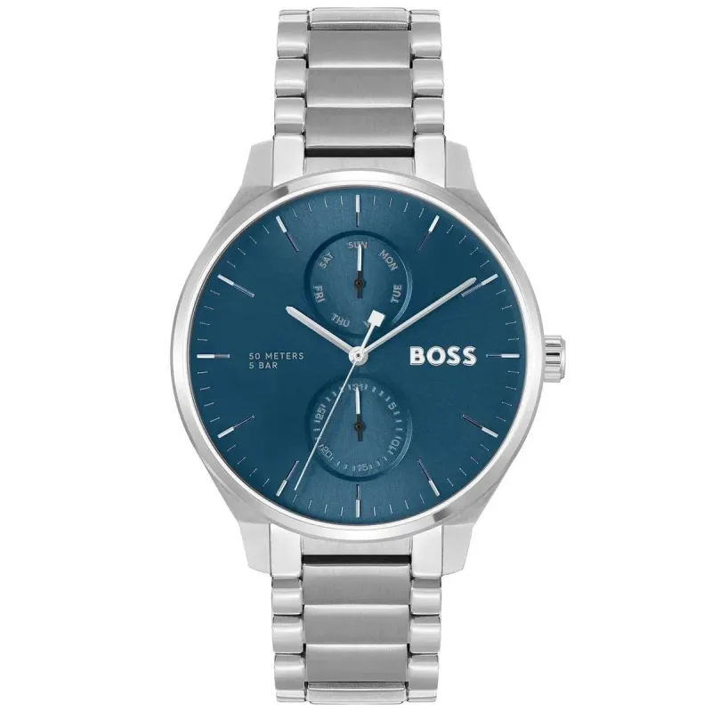 Hugo Boss Tyler 1514106 Men's Multifunction Watch – 43mm Blue Dial Stainless Steel Bracelet