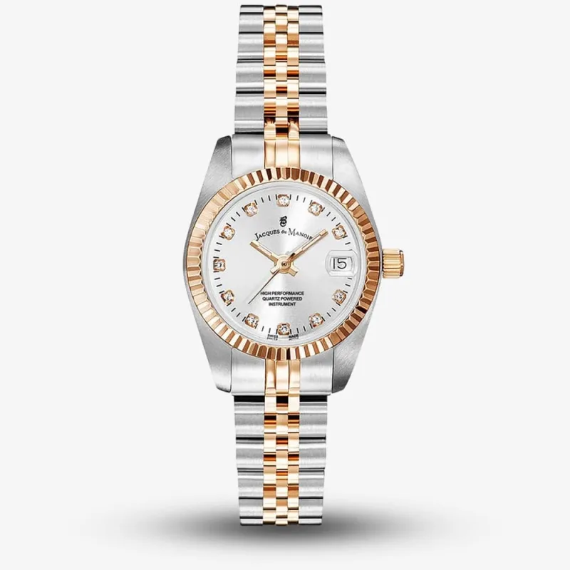 Jacques du Manoir Ladies Inspiration Elegance Silver Dial Rose Gold Two Tone Bracelet Watch Nro.24