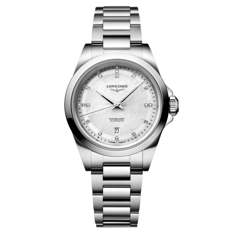 Longines Conquest 30mm Diamond Mother of Pearl Automatic Ladies Watch