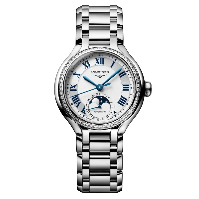 Longines Primaluna 34mm Moonphase Diamond Automatic Ladies Watch