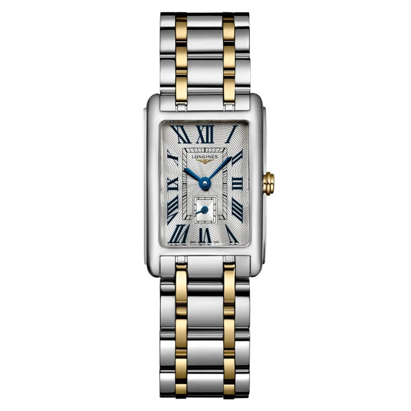 Longines Women's Silver DolceVita Stainless Steel and 18ct Yellow Gold Watch, Size: 32mm
