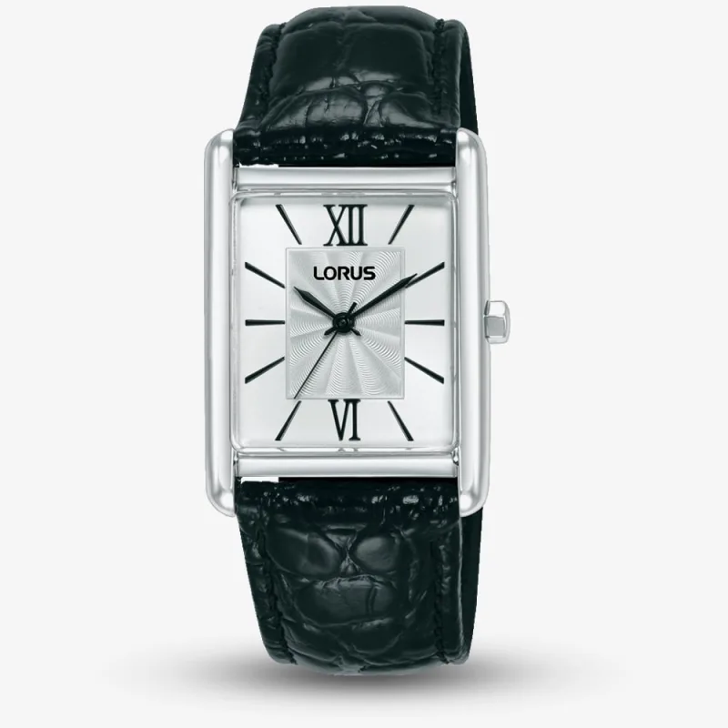 Lorus Ladies White Rectangle Dial Leather Strap Watch RH837CX9