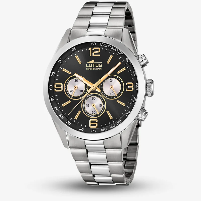 Lotus Mens Stainless Steel Black & Gold Chronograph Watch L18152/I