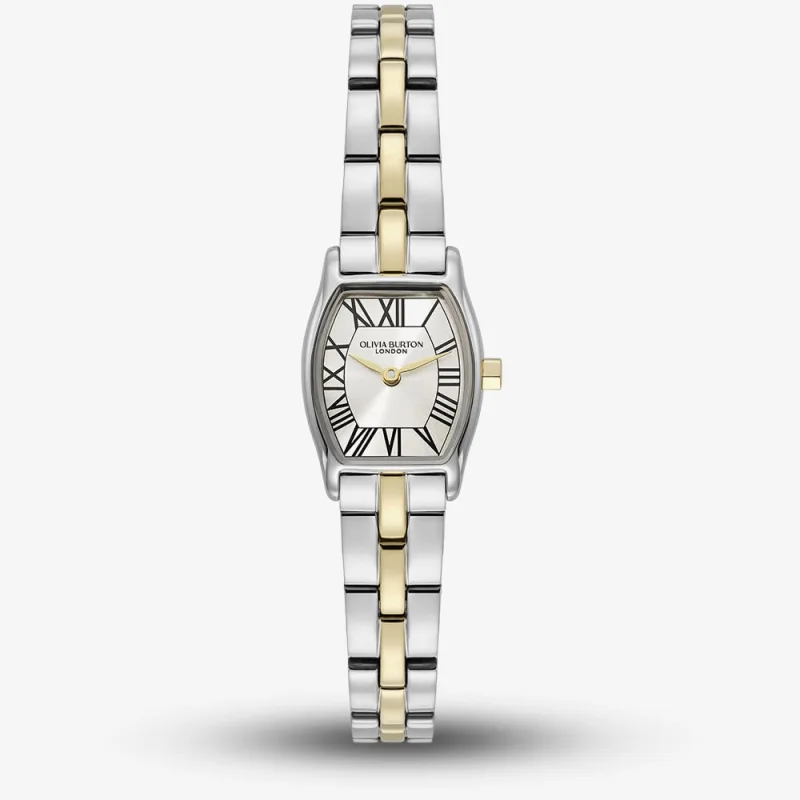 Olivia Burton Ladies Cambridge Silver Dial Two Tone Bracelet Watch 24000391