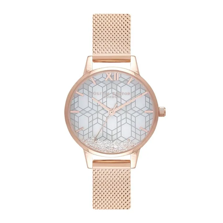 Olivia Burton OB16IQ03 Ice Queen Rose Tone Mesh Watch - W28152
