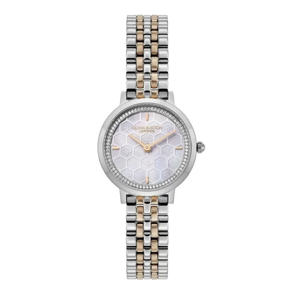 Olivia Burton Rose Gold Honeycomb Grey Dial Watch