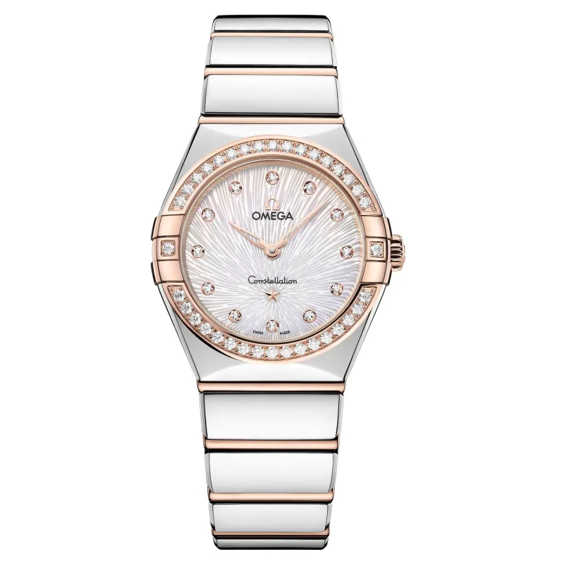 Omega Constellation 28mm Stainless Steel and 18K Sedna Gold Diamond Ladies Watch