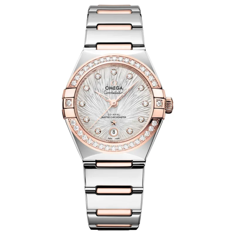 Omega Constellation 29mm Stainless Steel and 18K Sedna Gold Diamond Ladies Watch