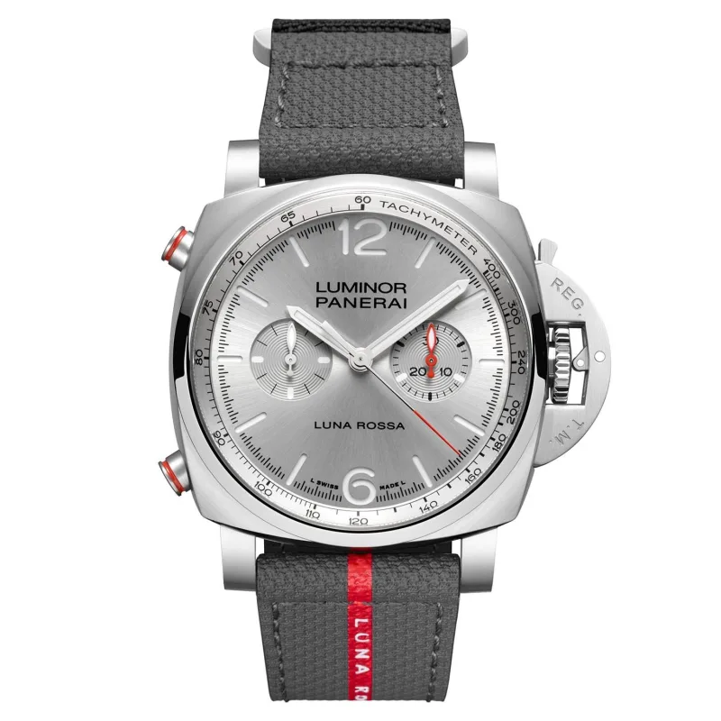 Panerai Men's Light Grey Limited Edition Luminor Luna Rossa Chrono Chronograph Automatic Watch, Size: 44mm