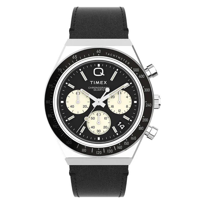 Q Timex Chronograph 40mm Mens Watch Black