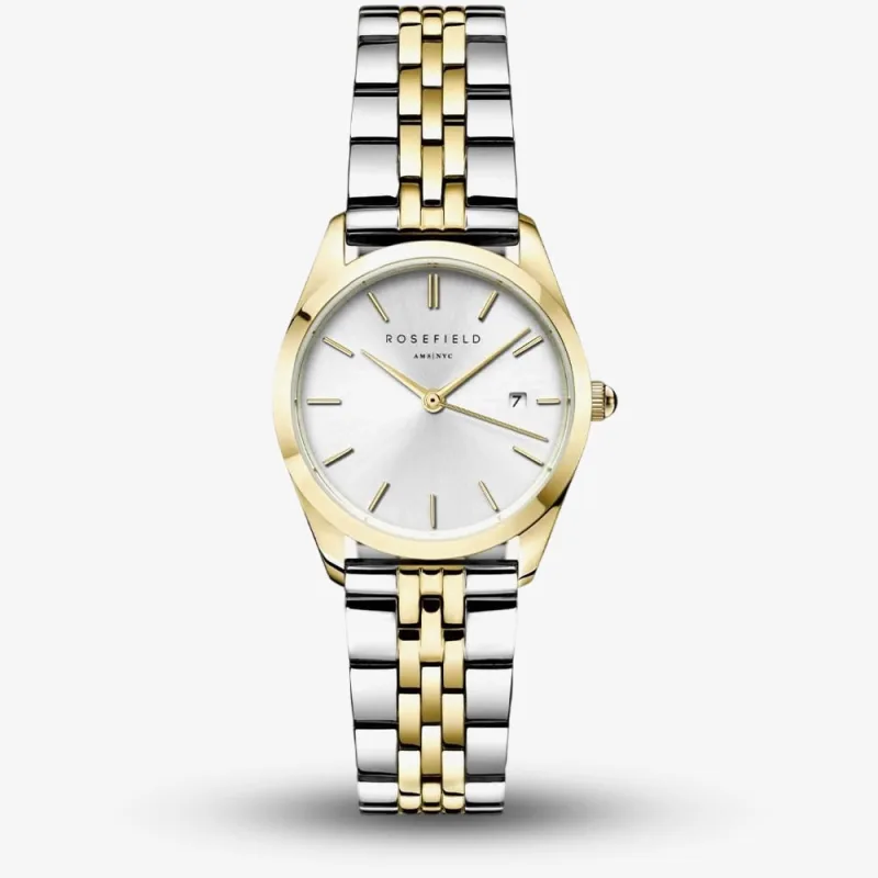 Rosefield Ladies Ace Xs White Dial Two Tone Bracelet Watch Asdssg-A16