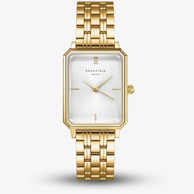 Rosefield Ladies Octagon Silver Dial Golden Bracelet Watch Ocwsg-O40