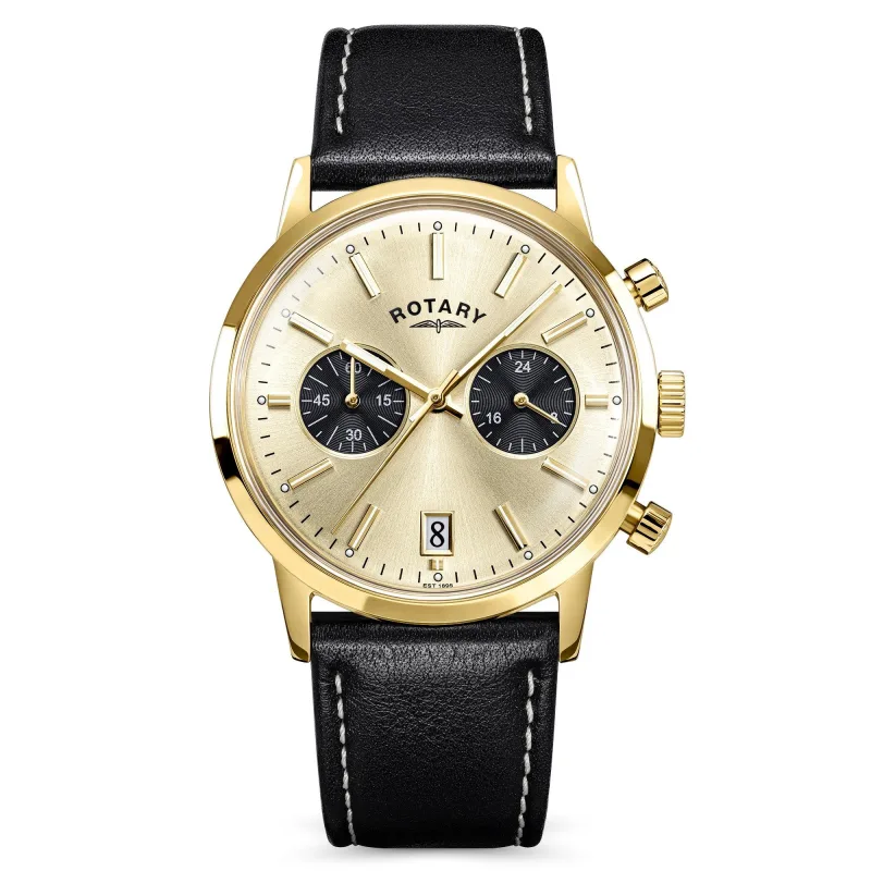 Rotary 1895 40mm Yellow Gold Tone Chronograph Men's Watch
