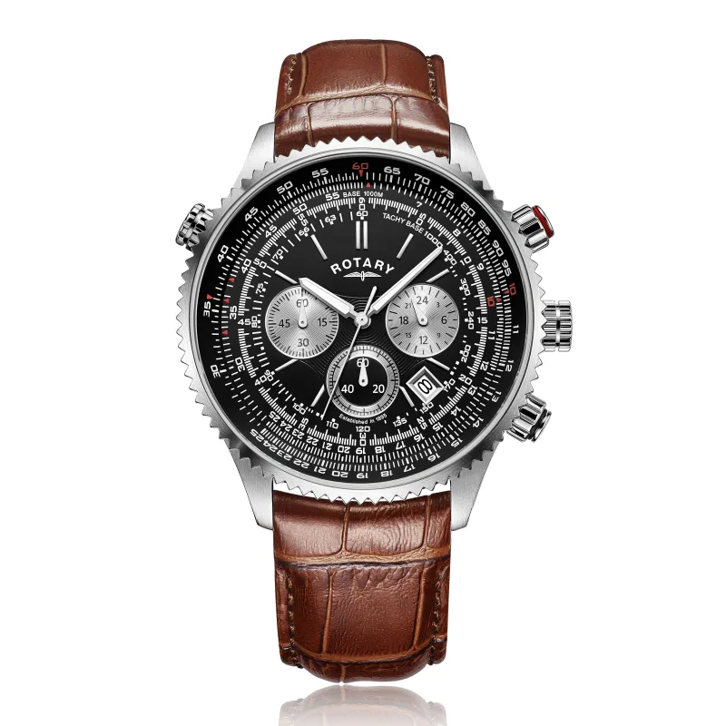 Rotary Pilot Chronograph Watch - GS00100/04/Brn