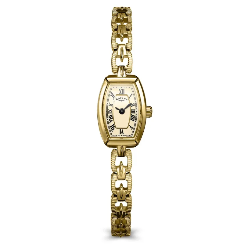Rotary Women's Light Beige 1895 Tonneau Yellow Gold Pvd Watch, Size: 14.8mm
