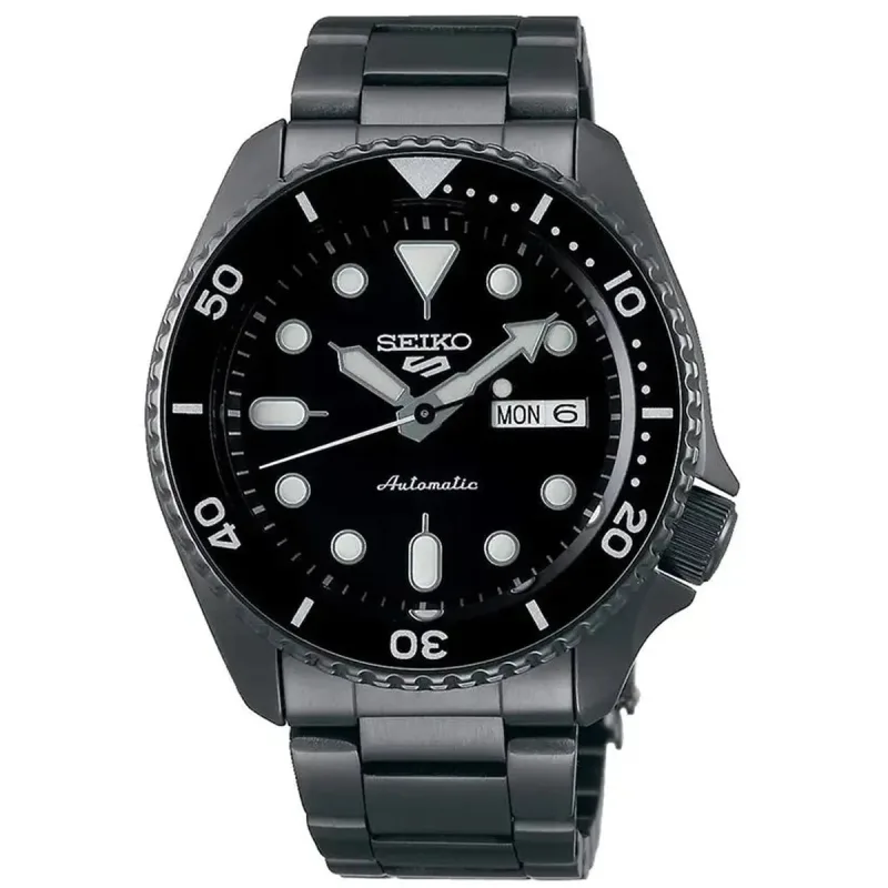Seiko 5 Sports SRPD65K1 Automatic Black Dial Gunmetal Steel Bracelet Men's Watch