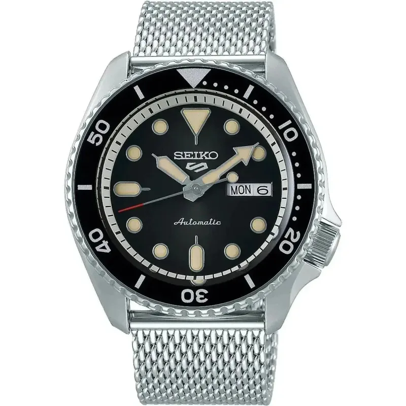 Seiko 5 Sports SRPD73K1 Suits Style Black Dial Milanese Mesh Bracelet