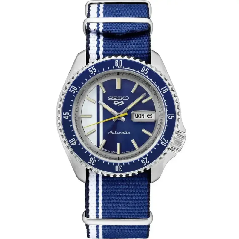 Seiko 5 Sports SRPK69 U.S. Special Creation Automatic Blue and White Striped Dial