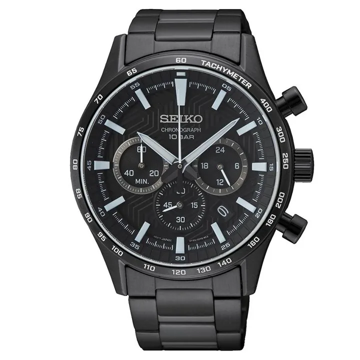 Seiko SSB415P1 Black Ip Chronograph Bracelet Watch - W24156