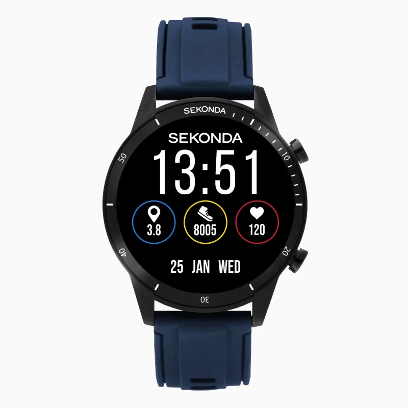 Sekonda Active Go Smart Watch | Black Case and Blue Silicone Strap | 30288