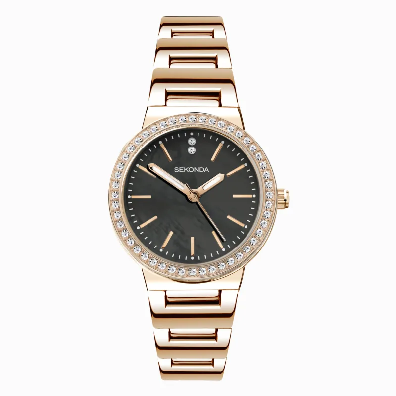 Sekonda Amelia Ladies Watch | Rose Gold Case & Alloy Bracelet with Grey Dial | 40530