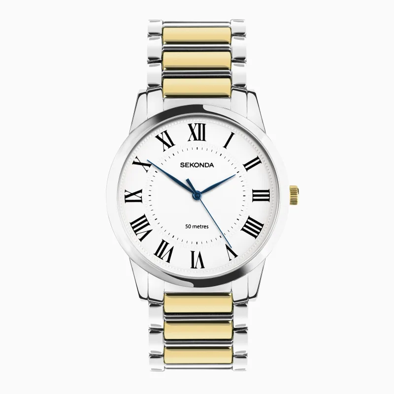 Sekonda Beaumont Men's Watch | Two Tone Alloy Case & Bracelet with White Dial | 30248