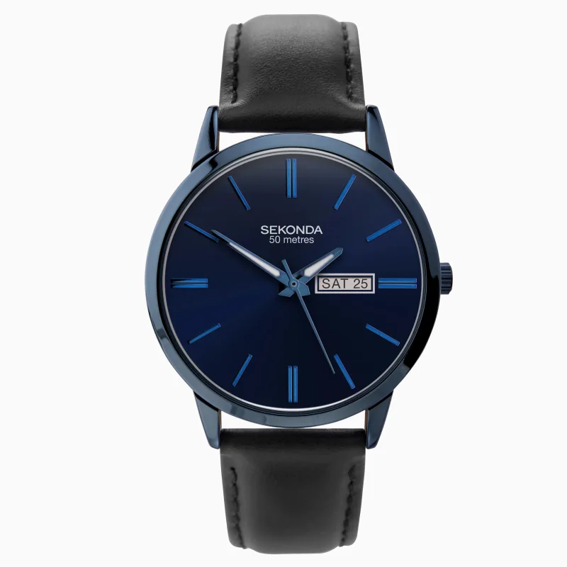 Sekonda Classic Men's Watch | Blue Case & Leather Strap with Blue Dial | 1843