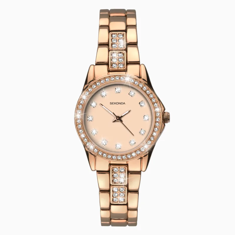 Sekonda Day To Night Ladies Watch | Rose Gold Case & Alloy Bracelet with Rose Dial | 2034