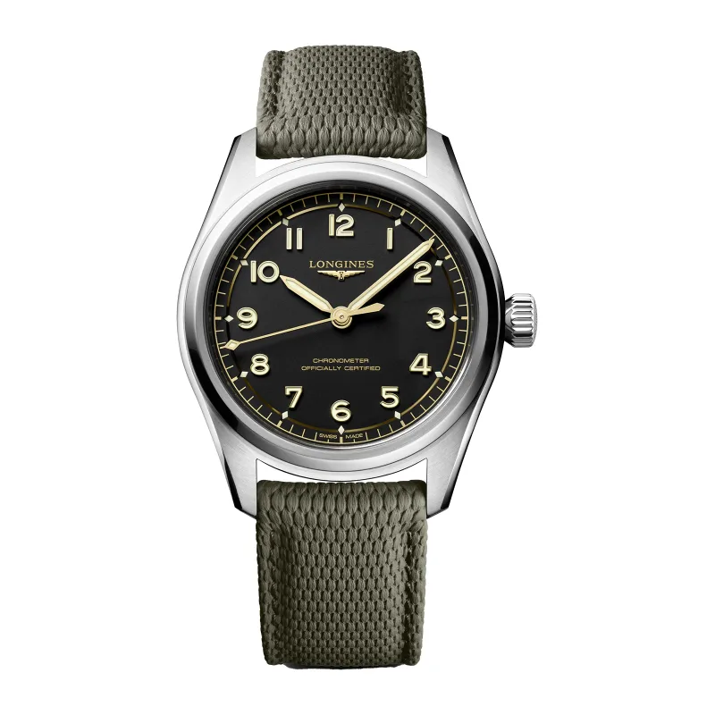 Spirit Pilot 3 Hands 39mm Mens Watch Rubber Black