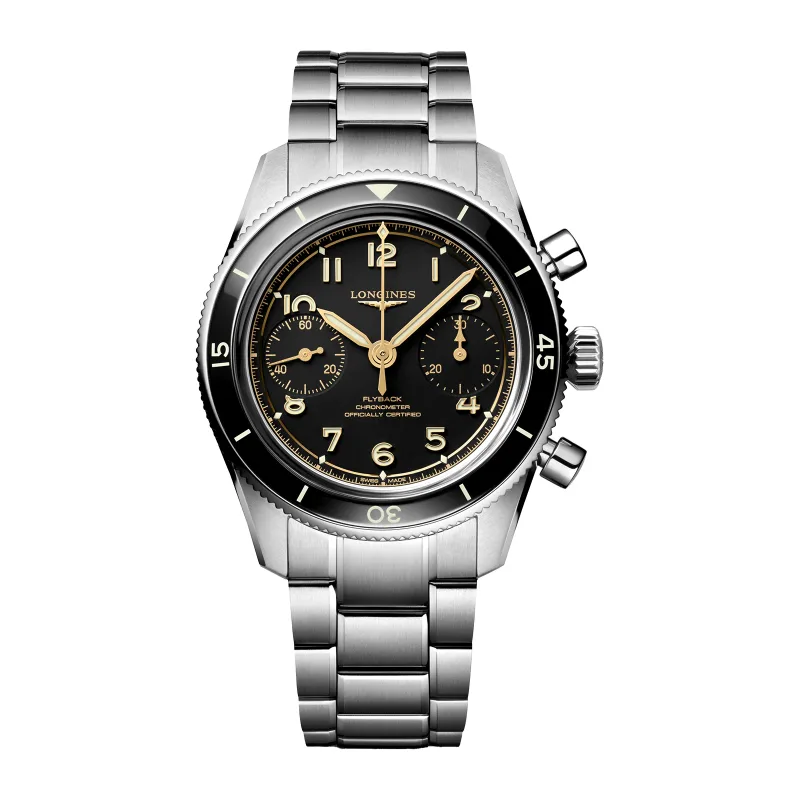 Spirit Pilot Flyback Chronograph 39.5mm Mens Watch Black