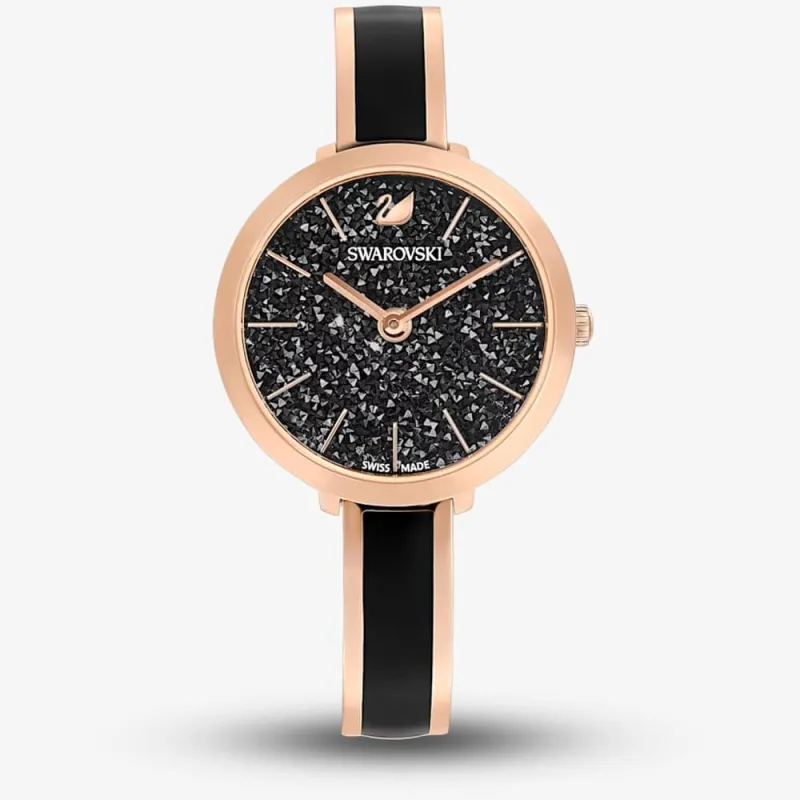 Swarovski Black Crystalline Delight Rose Gold Bracelet Watch 5580530