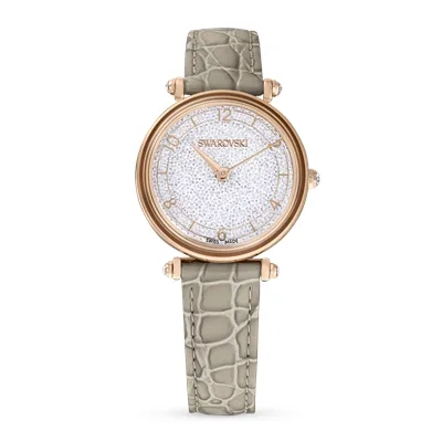 Swarovski Crystalline Wonder Beige Leather Rose Gold Tone Watch