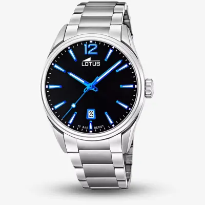 Lotus Mens Classic Stainless Steel Black Dial Watch L18692/6