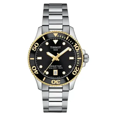 Tissot Seastar 1000 36mm Quartz Black Dial & Two-Tone Steel Bracelet Watch