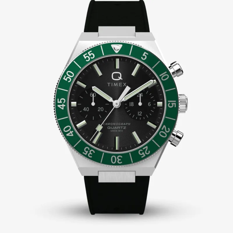 Timex Mens Q Continental Chronograph Black Dial Watch TW2Y56100