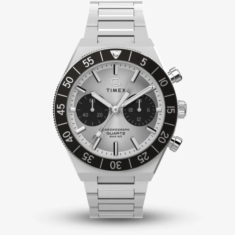 Timex Mens Q Continental Chronograph Silver Dial Watch TW2Y55800