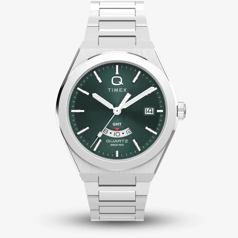 Timex Mens Q Continental Gmt Green Bracelet Watch TW2Y24800