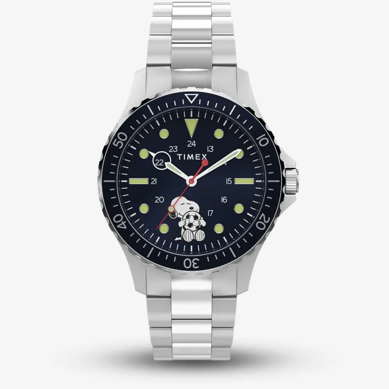 Timex x Peanuts Mens Snoopy Soccer Blue Bracelet Watch TW2Y53900