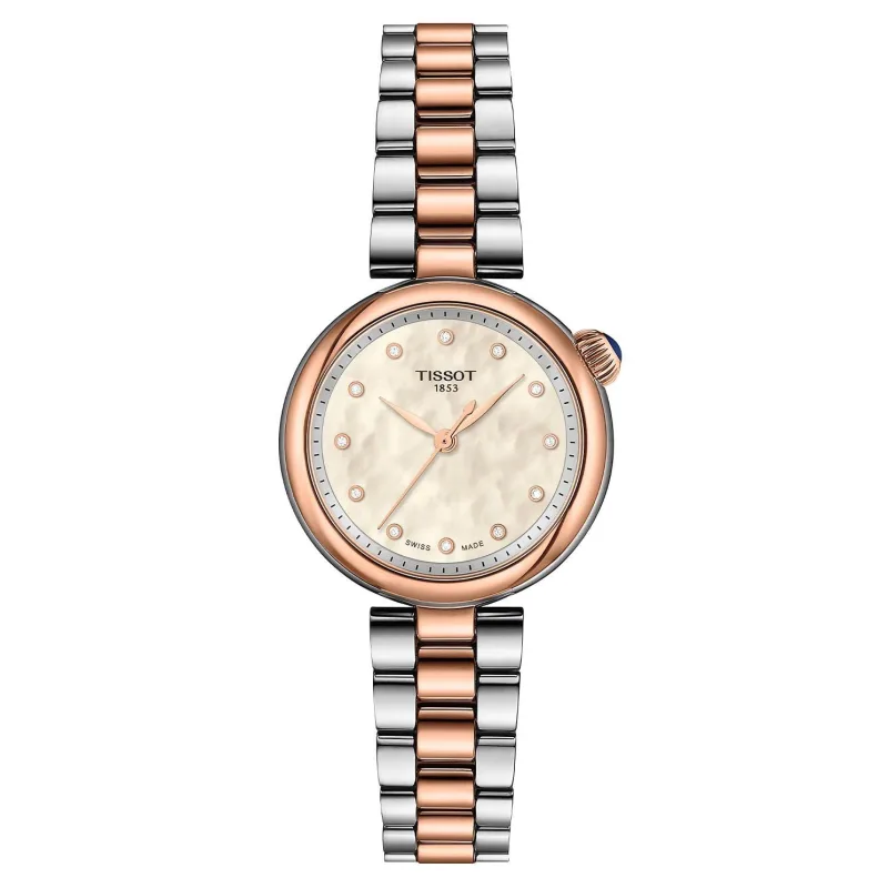 Tissot Desir 28mm Stainless Steel and Rose Gold Diamond Ladies Watch