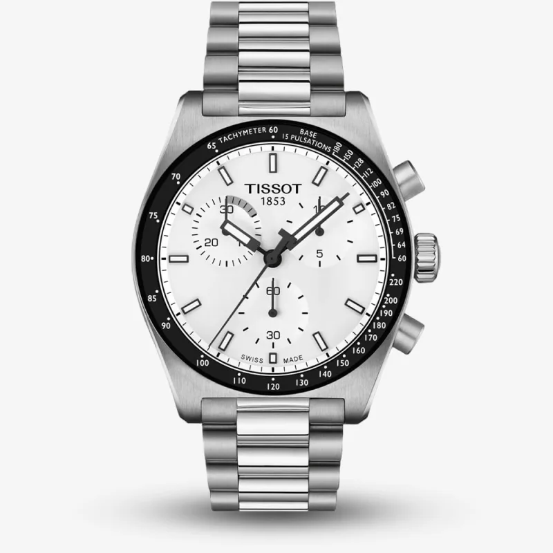 Tissot Mens PR516 40mm Chronograph White Bracelet Watch T149.417.11.011.00
