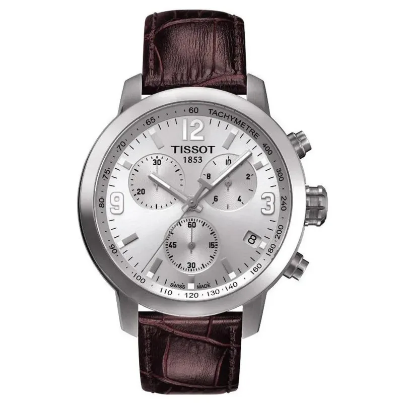Tissot Prc 200 Chronograph 41mm Blue Dial Leather Men's Watch T055.417.16.037.00