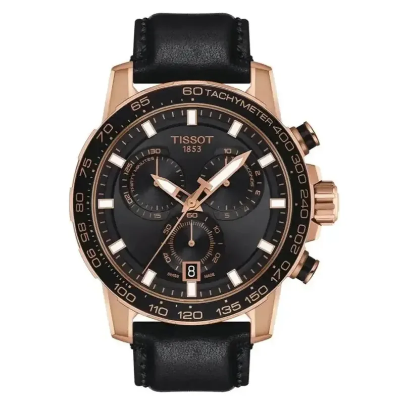 Tissot Supersport Chrono T125.617.36.051.00 Men's Watch – 45.5mm Black Dial Leather Strap