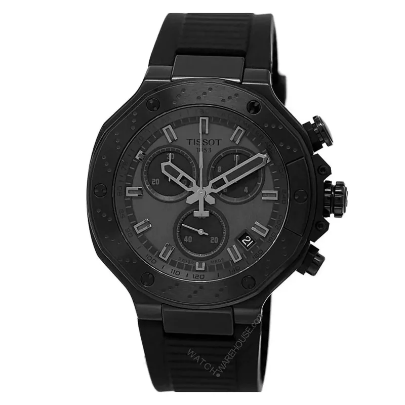 Tissot T-Race Chronograph 45mm Men's Watch – Dark Grey Dial Black Silicone Strap T141.417.37.061.00