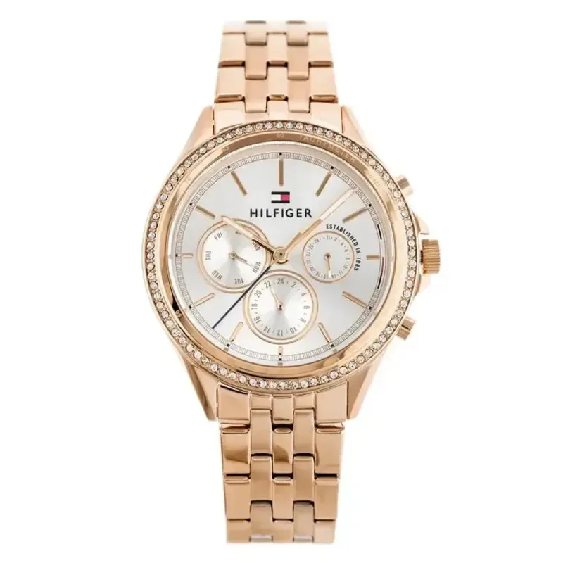 Tommy Hilfiger Ari 1781978 Women's Multifunction Watch – 38mm White Dial Rose Gold Steel Bracelet