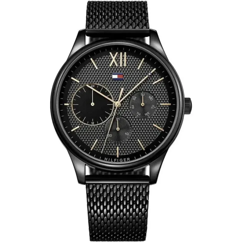 Tommy Hilfiger Damon 1791420 Men's Multifunction Watch – 44mm Black Dial Mesh Bracelet