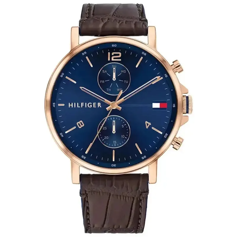 Tommy Hilfiger Daniel 1710418 Men's Multifunction Watch – 44mm Blue Dial Brown Leather Strap