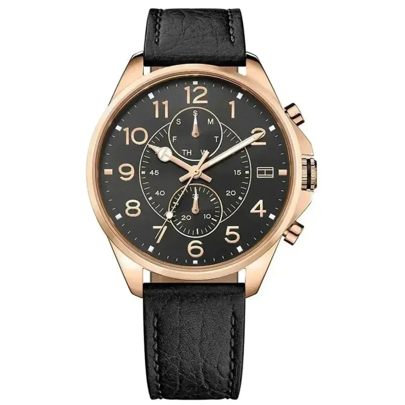 Tommy Hilfiger Dean 1791273 Men's Quartz Watch – 46mm Black Dial Rose Gold Tone Case